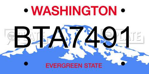 BTA7491 Washington License Plate