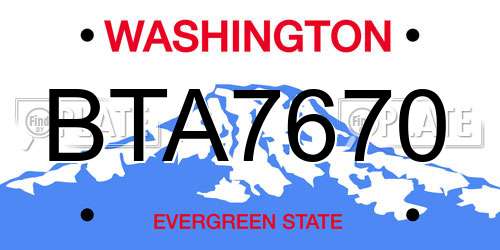 BTA7670 Washington License Plate