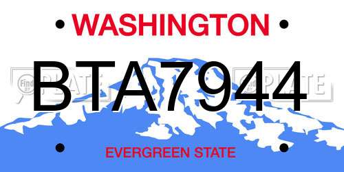 BTA7944 Washington License Plate