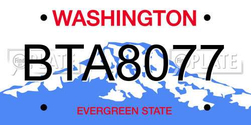 BTA8077 Washington License Plate