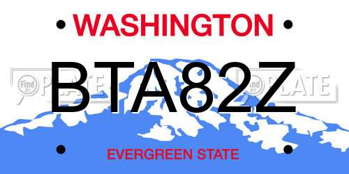 BTA82Z Washington License Plate