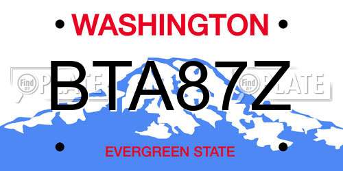 BTA87Z Washington License Plate