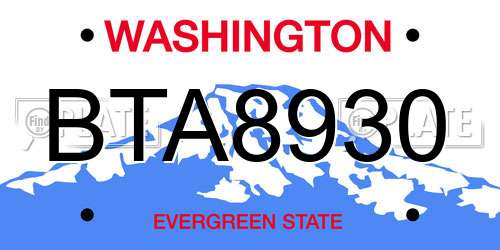 BTA8930 Washington License Plate