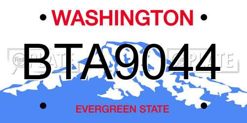 BTA9044 Washington License Plate