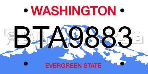 BTA9883 Washington License Plate