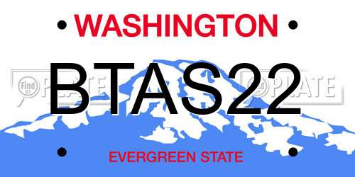 BTAS22 Washington License Plate
