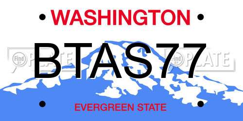 BTAS77 Washington License Plate