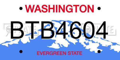 BTB4604 Washington License Plate