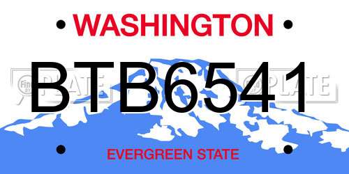 BTB6541 Washington License Plate