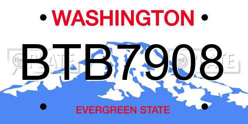 BTB7908 Washington License Plate