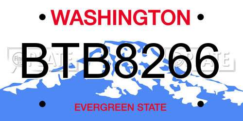 BTB8266 Washington License Plate