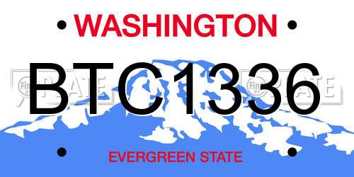 BTC1336 Washington License Plate