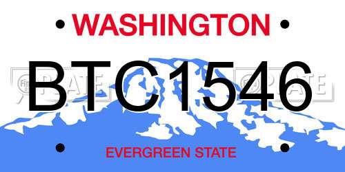 BTC1546 Washington License Plate