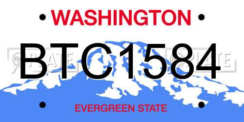 BTC1584 Washington License Plate