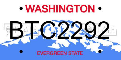BTC2292 Washington License Plate
