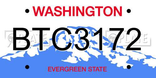 BTC3172 Washington License Plate