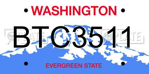 BTC3511 Washington License Plate
