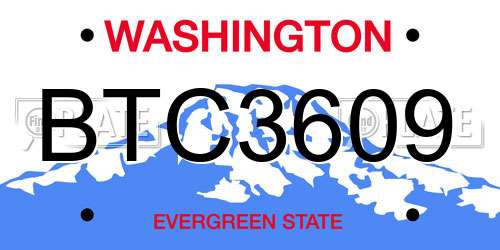 BTC3609 Washington License Plate