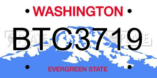 BTC3719 Washington License Plate
