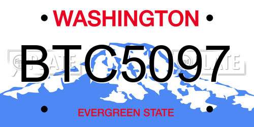 BTC5097 Washington License Plate