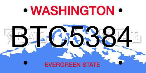 BTC5384 Washington License Plate