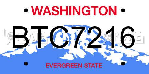 BTC7216 Washington License Plate
