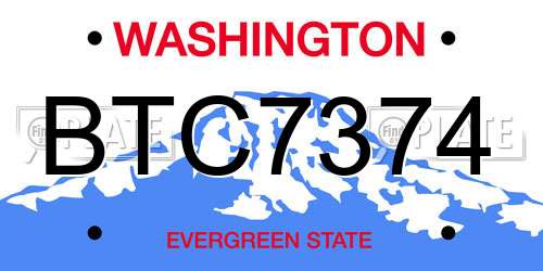 BTC7374 Washington License Plate