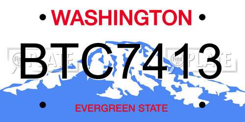 BTC7413 Washington License Plate