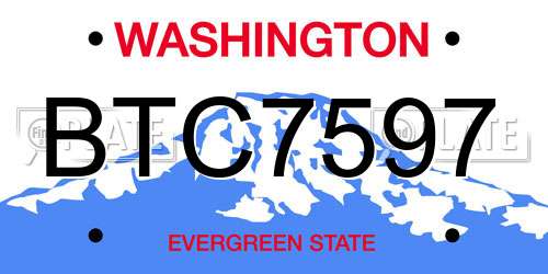 BTC7597 Washington License Plate