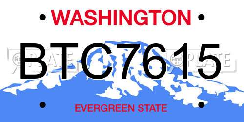 BTC7615 Washington License Plate