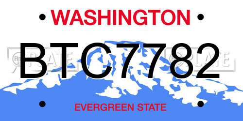 BTC7782 Washington License Plate