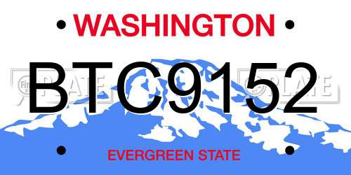 BTC9152 Washington License Plate