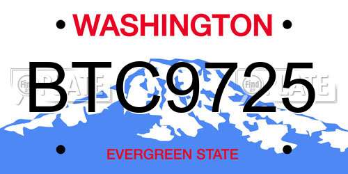 BTC9725 Washington License Plate