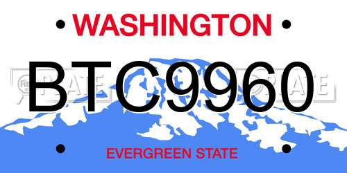BTC9960 Washington License Plate