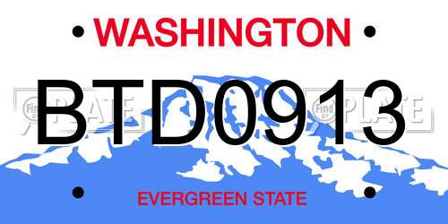 BTD0913 Washington License Plate