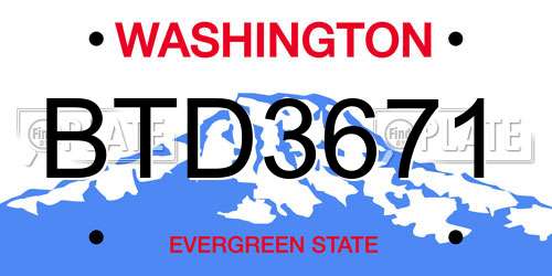 BTD3671 Washington License Plate