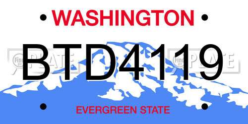 BTD4119 Washington License Plate