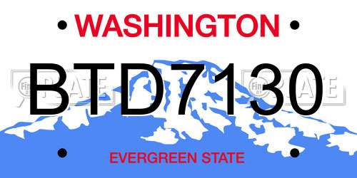 BTD7130 Washington License Plate