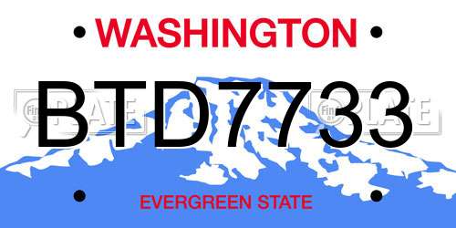 BTD7733 Washington License Plate