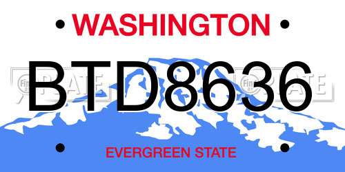 BTD8636 Washington License Plate