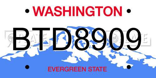 BTD8909 Washington License Plate
