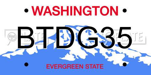 BTDG35 Washington License Plate