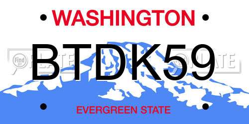 BTDK59 Washington License Plate