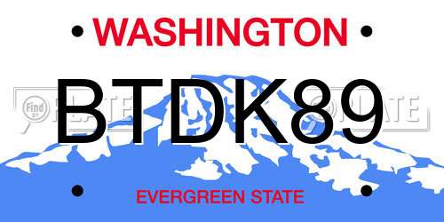 BTDK89 Washington License Plate