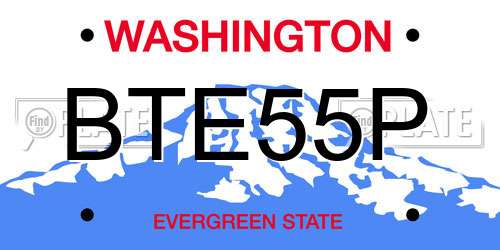 BTE55P Washington License Plate