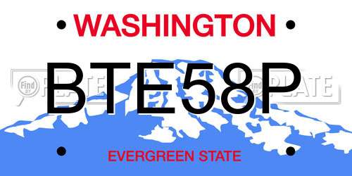 BTE58P Washington License Plate