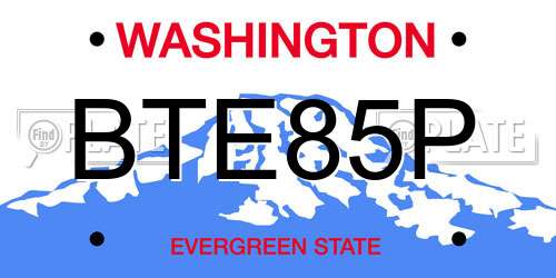 BTE85P Washington License Plate