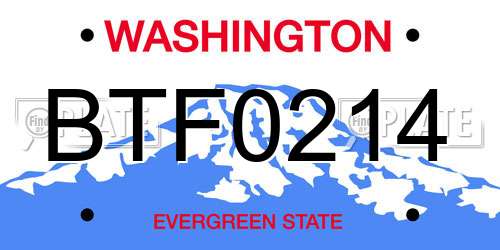 BTF0214 Washington License Plate