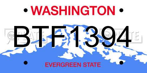 BTF1394 Washington License Plate