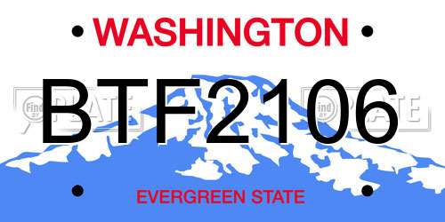 BTF2106 Washington License Plate